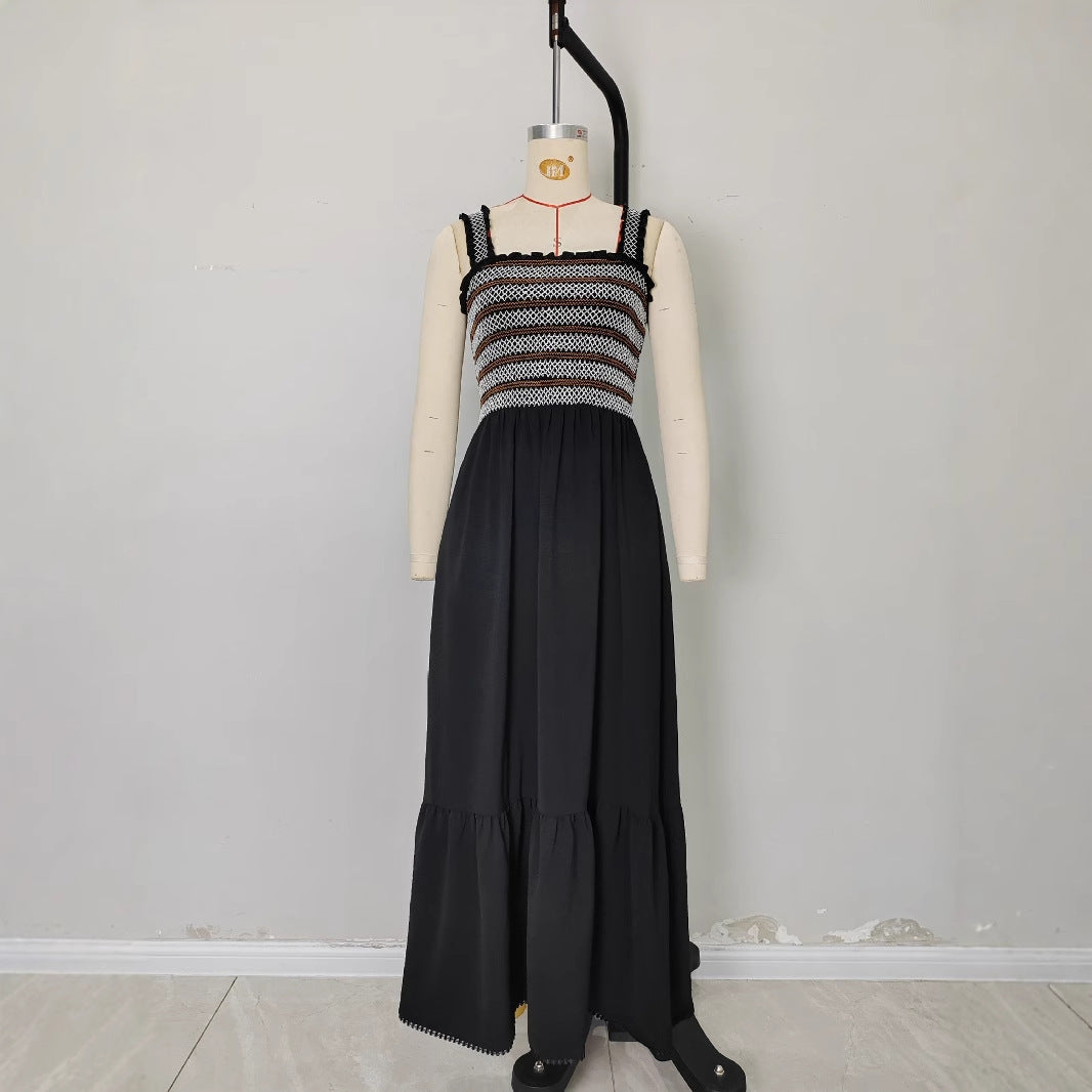 Womens Resort-Style Spliced Maxi Dress With A Vest Design