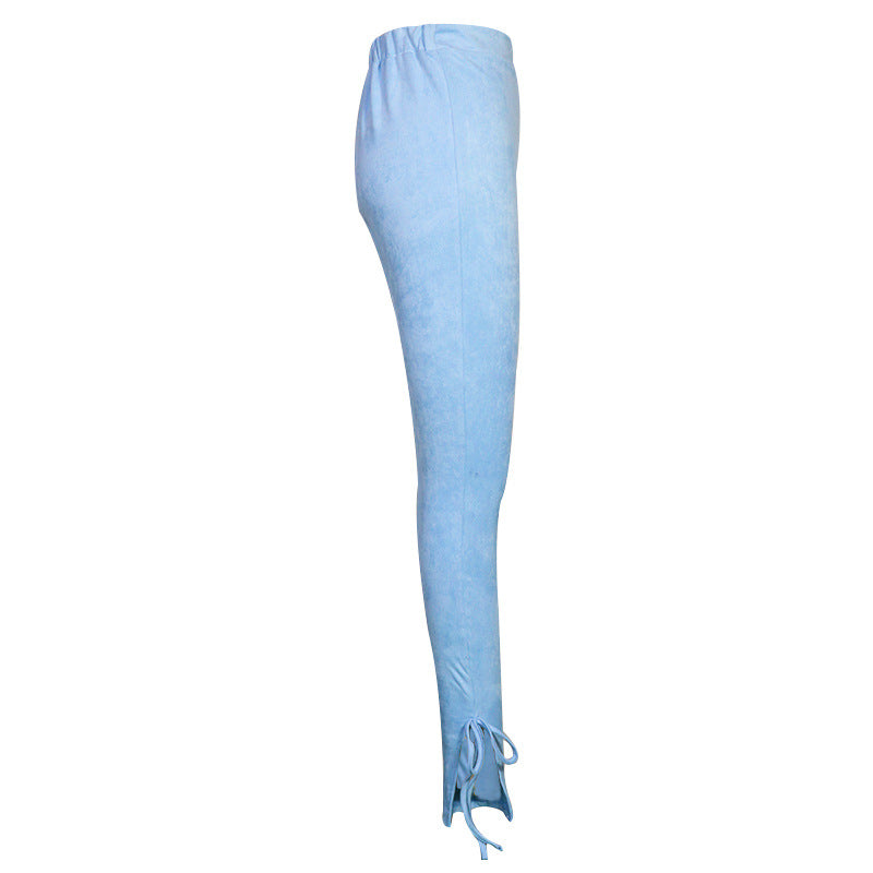 Women's Fashionable With Side-slit Tight High Waist Trousers