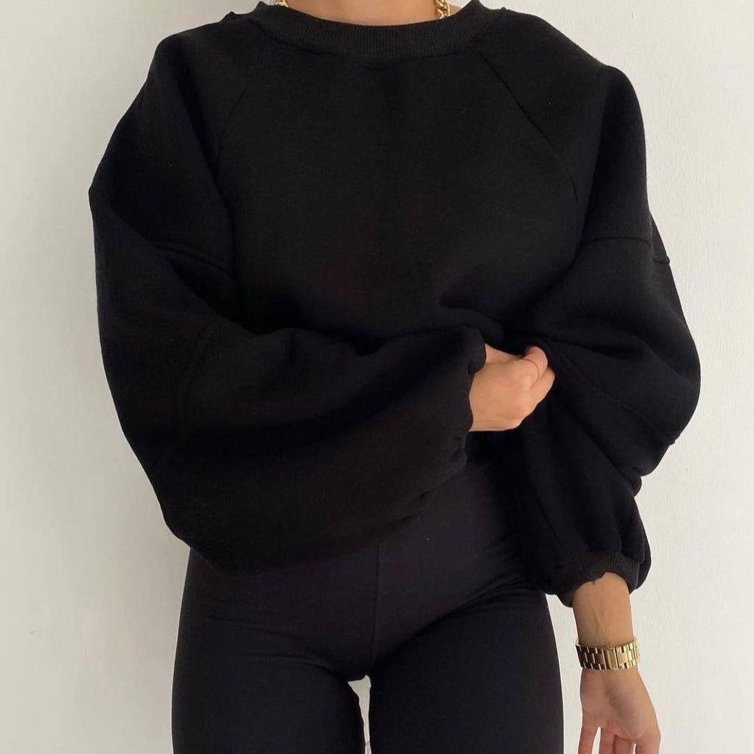 Ny rundhalset strikket langærmet ren sweater til kvinder