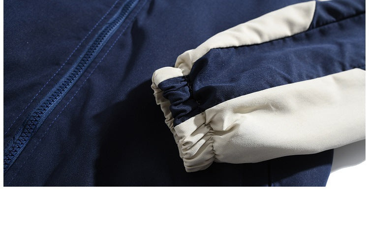 Long Sleeve Standard Jacket Color Matching Baseball Collar Men's Coat