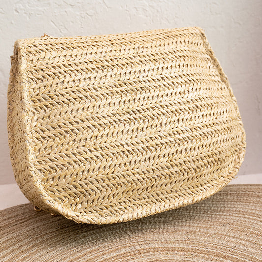 Women's Fashion Cover Type Tassel Shoulder Straw Bag