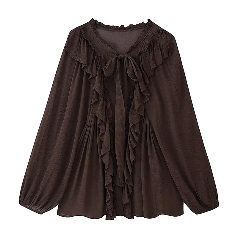 Women's Loose Laminated Decoration Drape Shirt