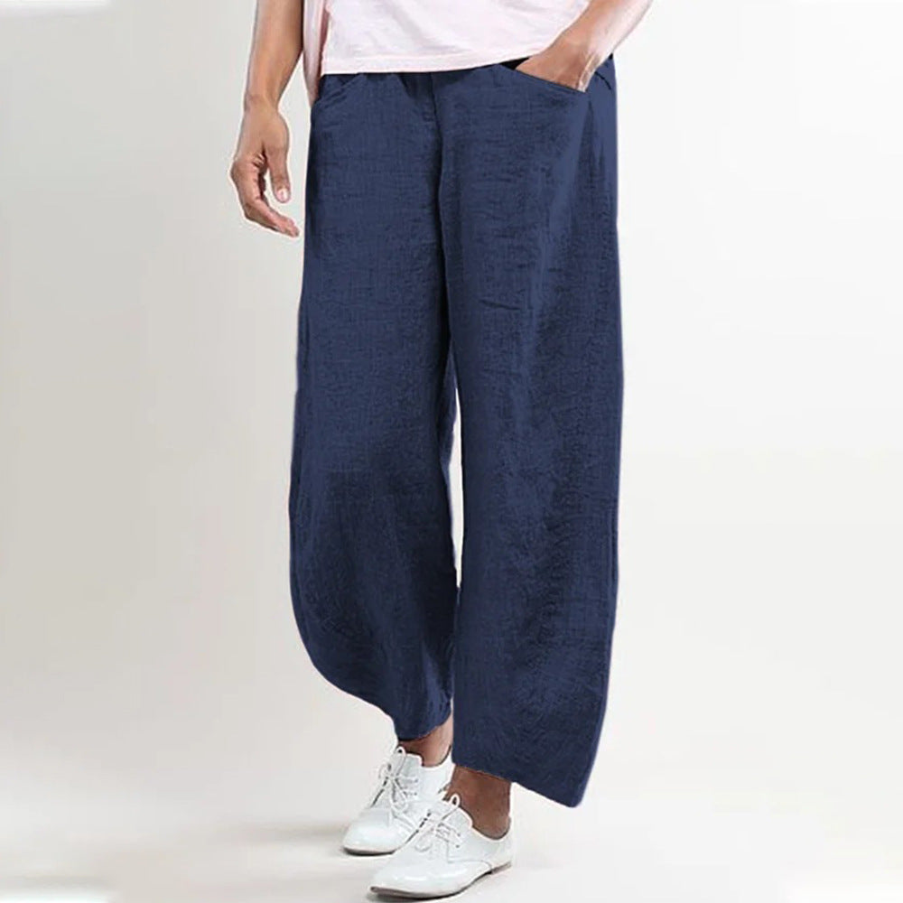 Women's Fashion Solid Color Loose Casual Wide Leg Pants Trousers