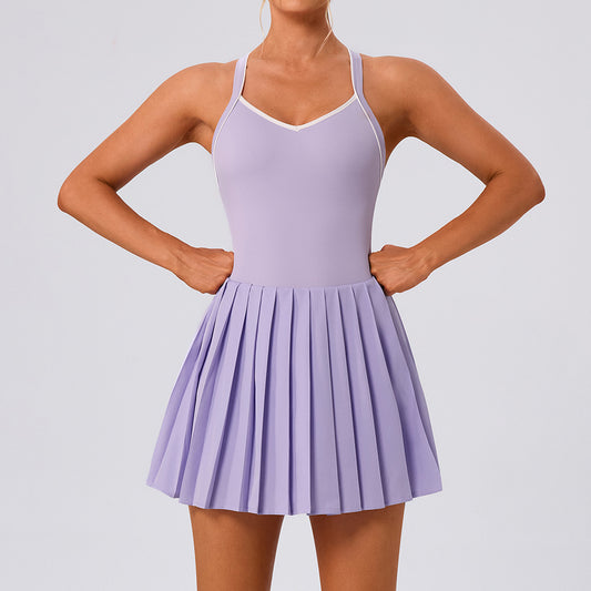 Short Skirt With Built-in Chest Pads Anti-exposure Tennis Skirt