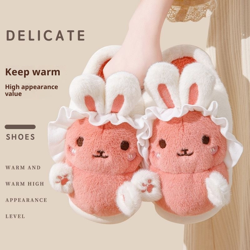 New Cute Hug Rabbit Girl Cartoon Cotton Slippers