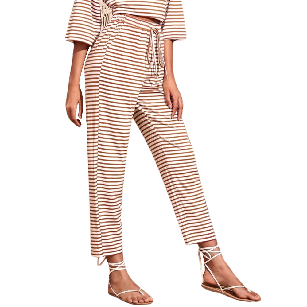 Casual Home Loose Straight Cropped Pants Women's Clothing