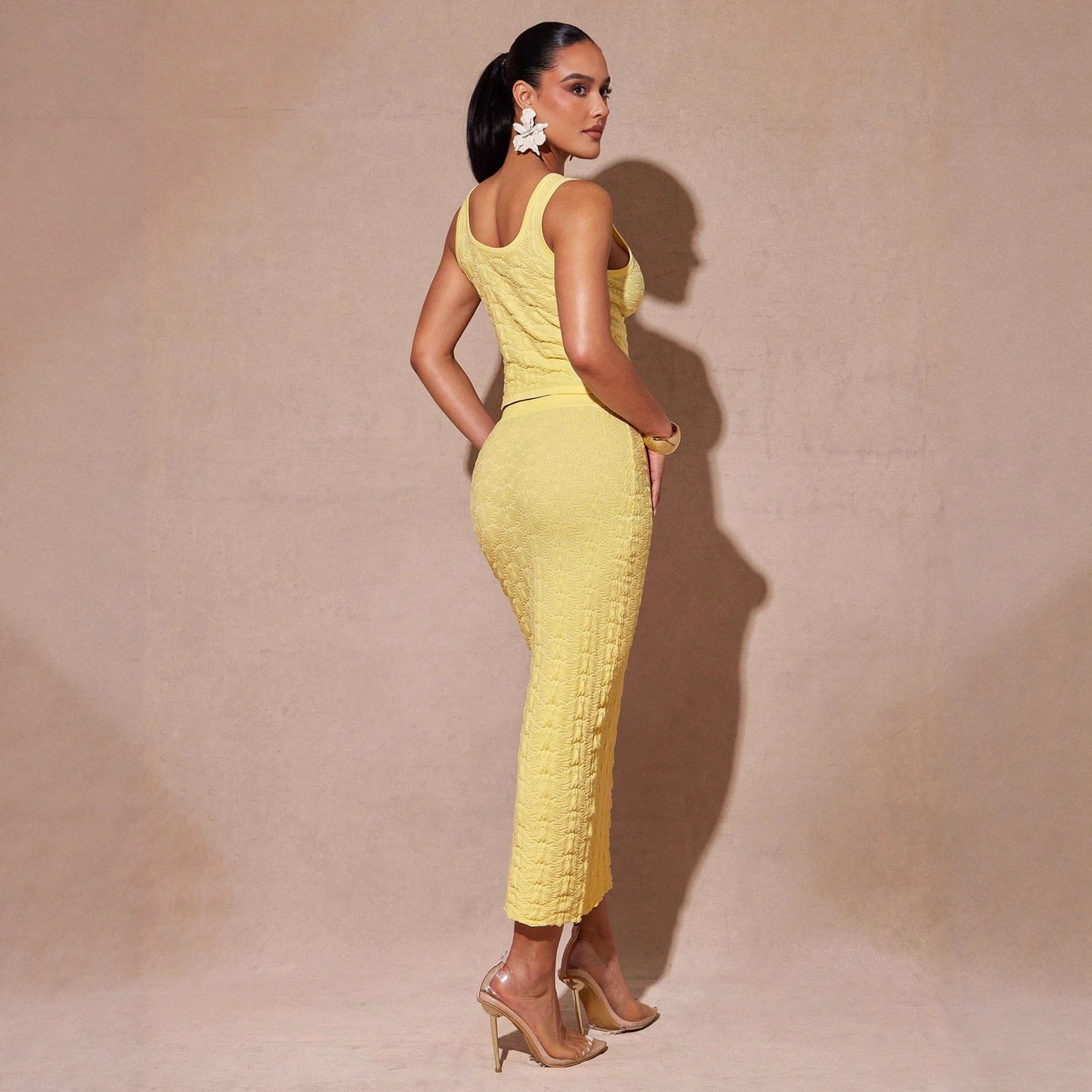 Solid-color Mid-length Sexy Cross-border High-waist Bodycon Skirt