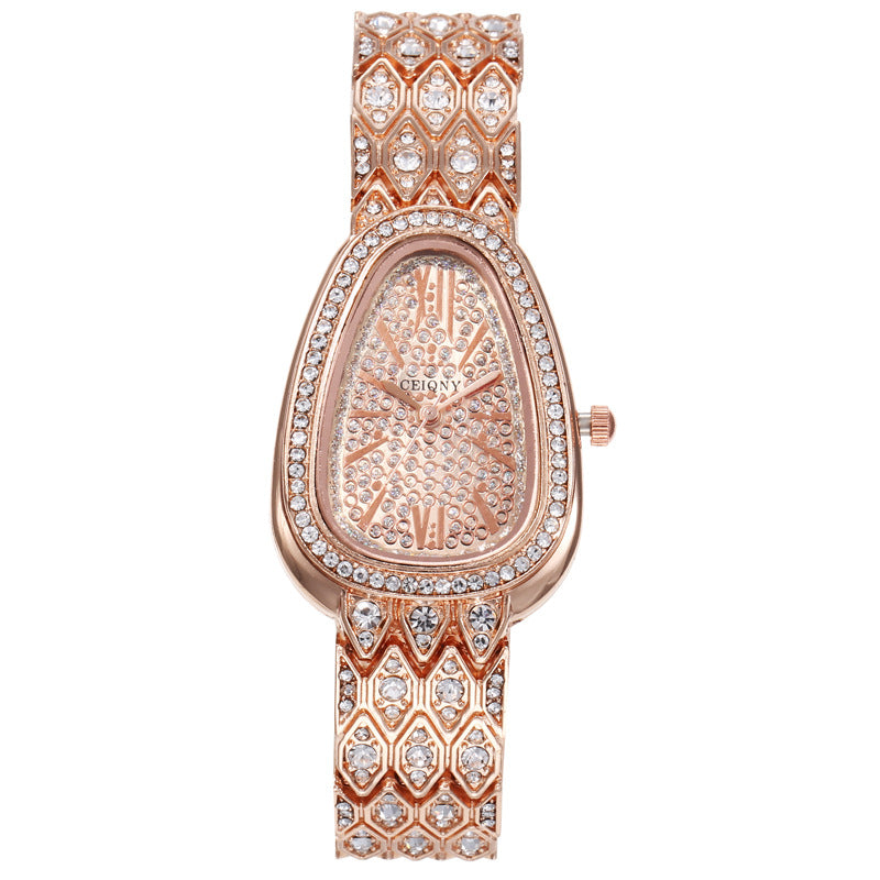 Watch With A Steel Chain Is Studded With Flashing Diamonds
