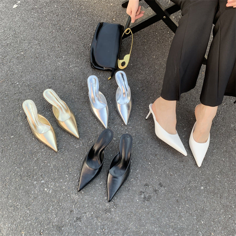 Dametøfler med spids tå og stiletthæl