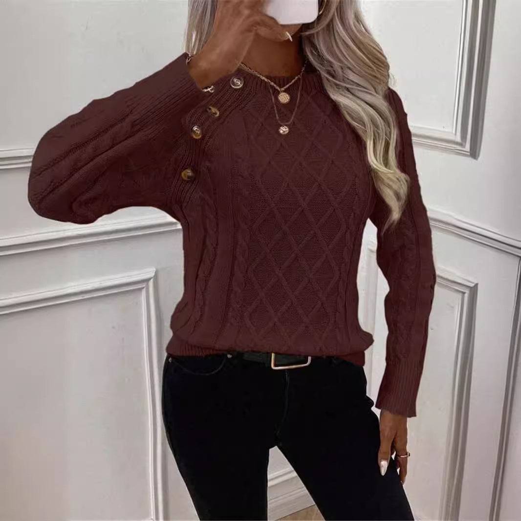 Twisted Pullover Strikket Rundhalset Sweater