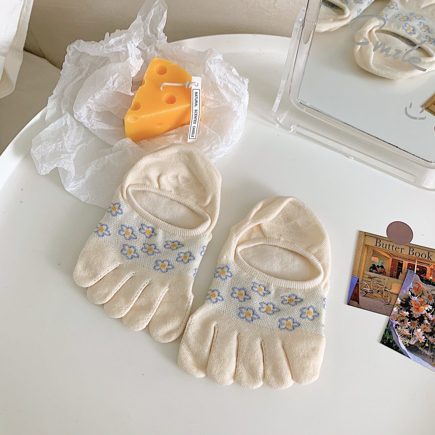 New Cute Cartoon Non-slip Breathable Five-toed Socks