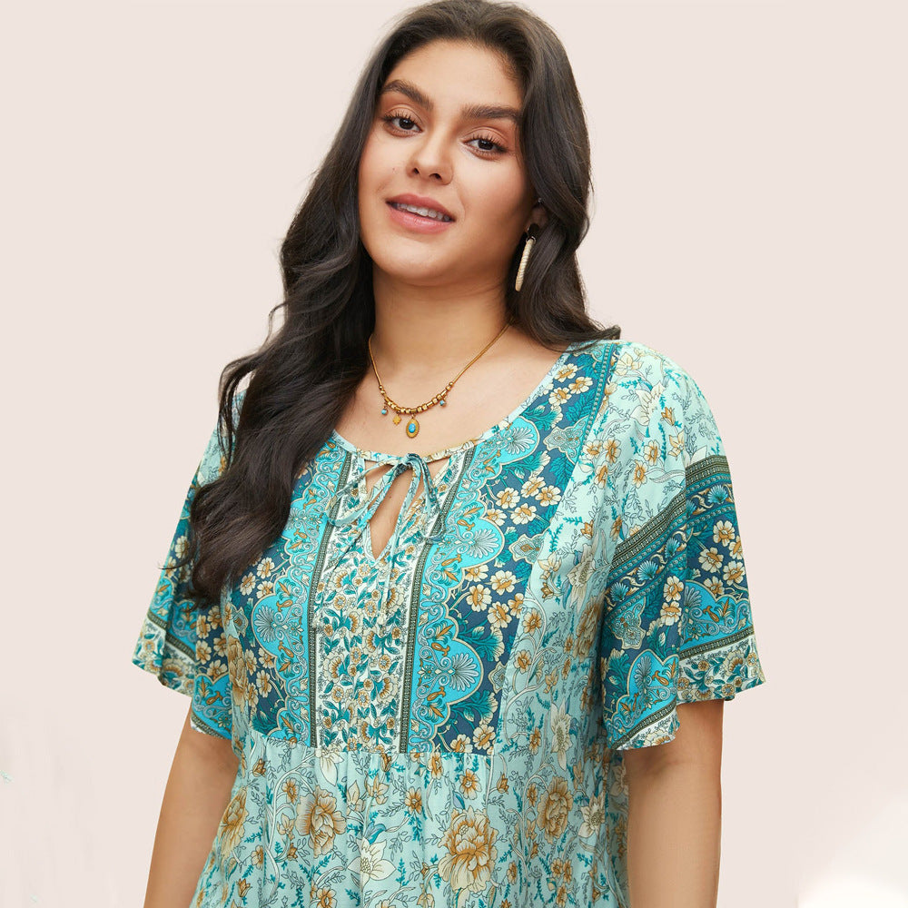Design Sense Niche Temperament Short Sleeve Floral T-shirt