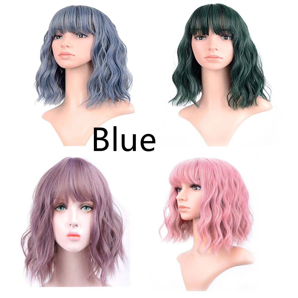 Women's Small Wave Micro-volume Mid-length Wig And Headgear