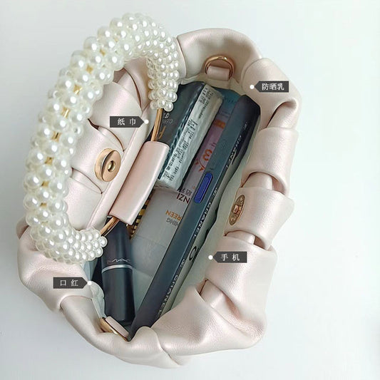 Dame Mode Temperament Perle Håndtaske Enkelt Skulder Crossbody Taske
