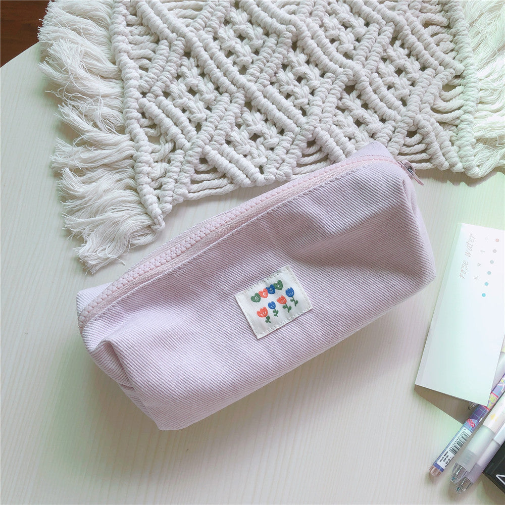 Cream Light Purple Salt Floral Pen Bag