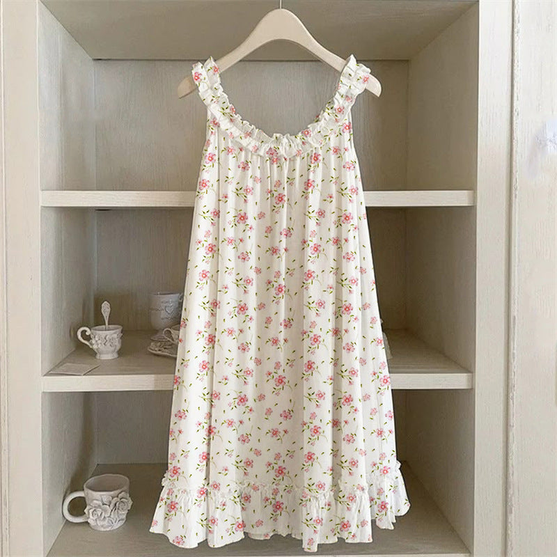 3D Digital Print Pastoral-style Womens Strap Lace Dress