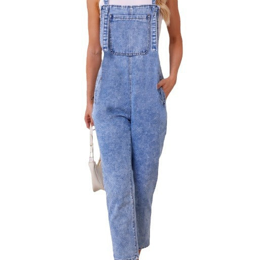 Autumn Loose Casual Simple Suspenders Pants