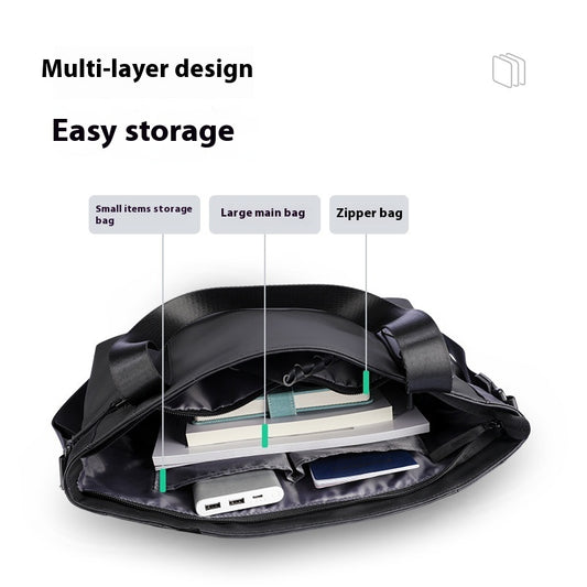Men's Large Capacity Layered Shoulder Messenger Bag