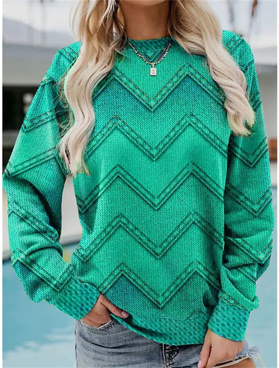 Retro Street Afslappet Rundhalset Langærmet Sweater
