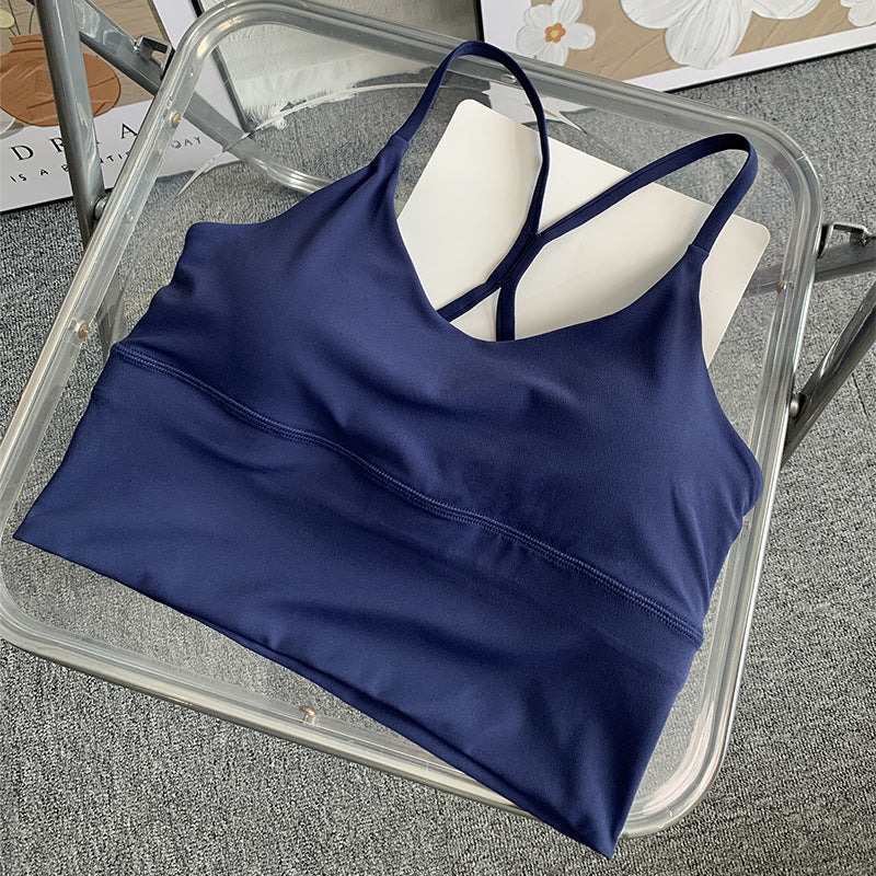 Women's Slim Shoulder Strap Solid Color Yoga Sports Vest