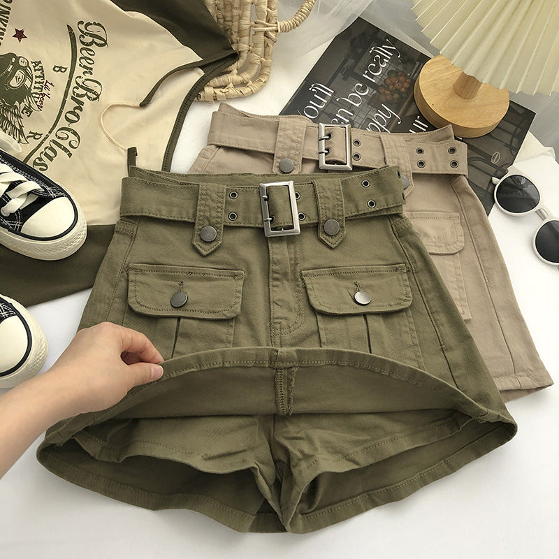 Women's Denim Skirt With Belt High Waist Design