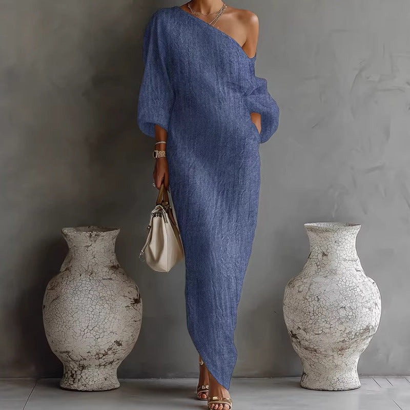Womens Off-Shoulder Loose Resort-Style Dress
