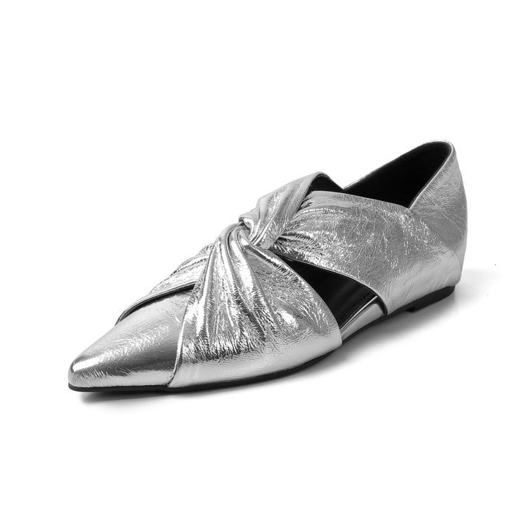 Womens Hidden-Heel Deep-V Shallow Shoes With Pointed Toe Cross-Strap Cutout Design