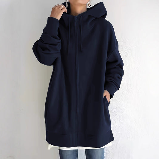 Ny Personlighed Gade Sweater Lynlås Hætte Lang