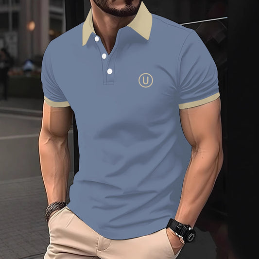Trendy Short-sleeve Polo Shirt With A Turn-down Collar And Buttons