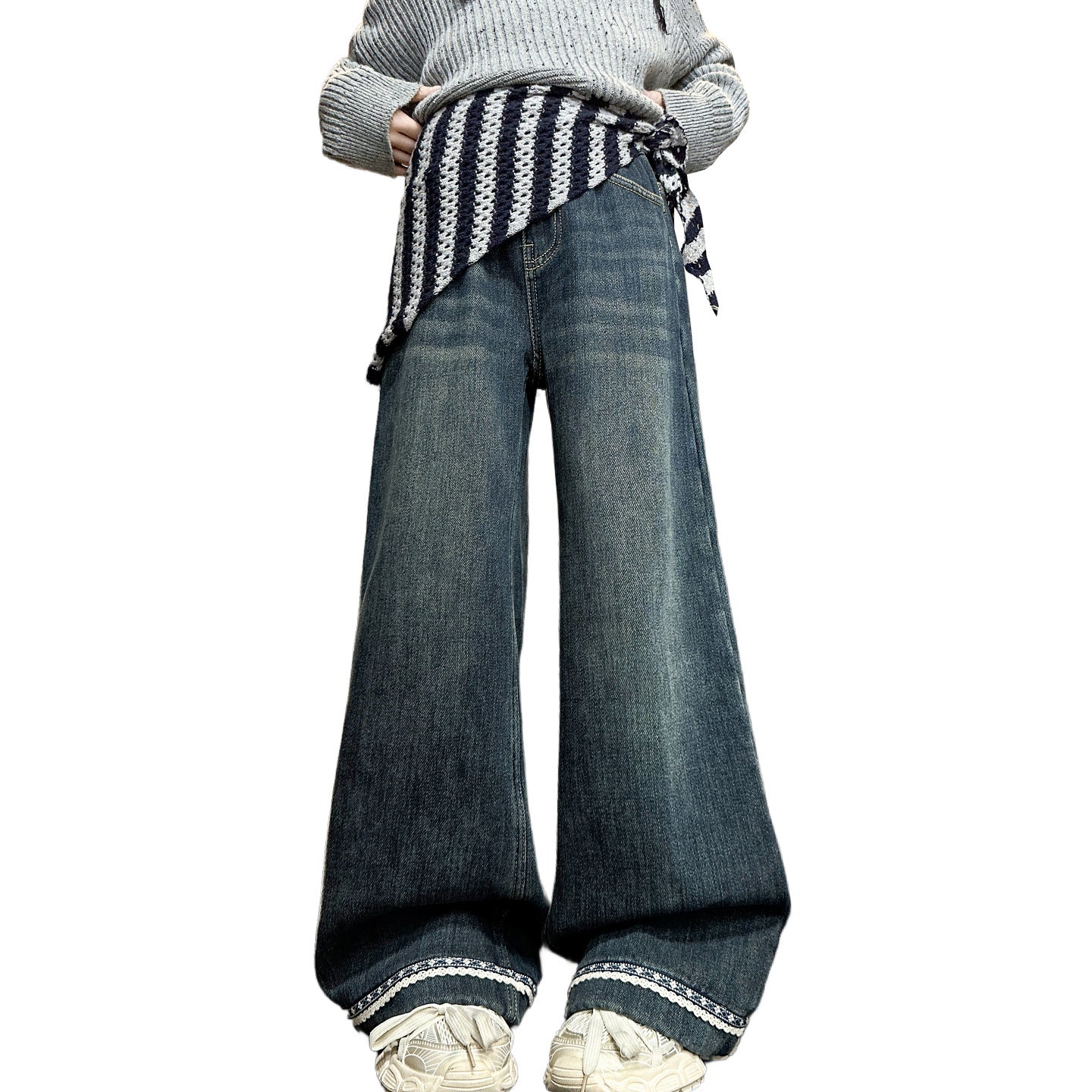 Dark-colored Fleece-lined Skinny Jeans For Girls