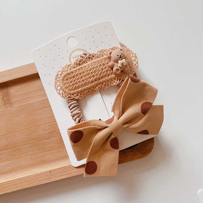 Princess Style Cute Girls Bow Hairpin Set