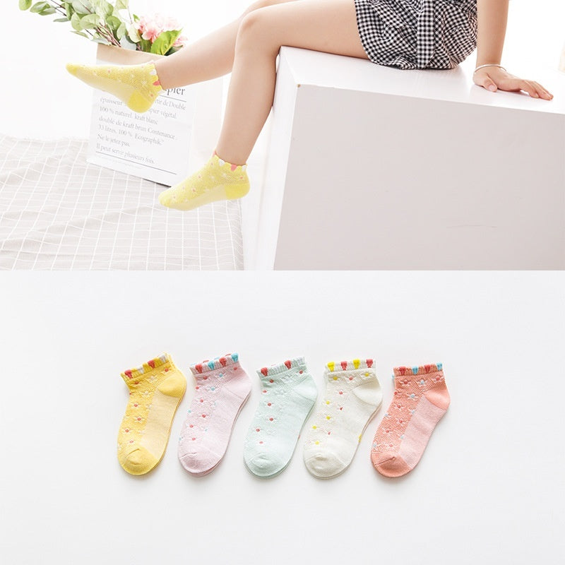 Low-cut Children's Cotton Sock Boat Socks Flat Mesh Cartoon Boys And Girls Baby