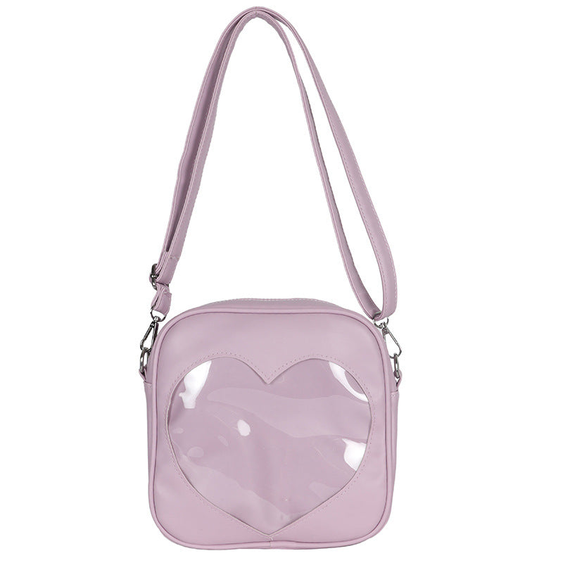 Uniform Cute Student Transparent Love Pu Crossbody Bag