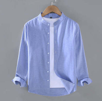 Spring And Autumn Thin Stand-up Collar Long-sleeved Men's Shirt