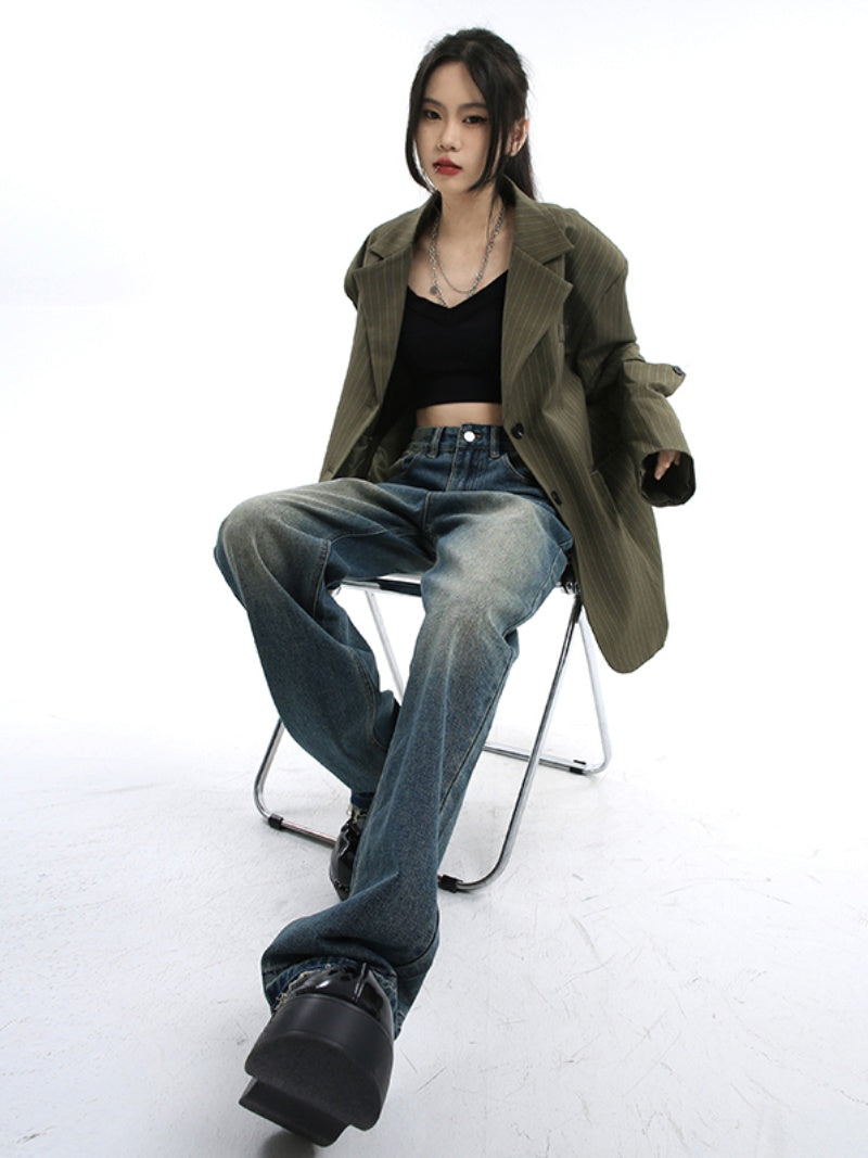 Højtaljede, lige ben Vintage Jeans Dame