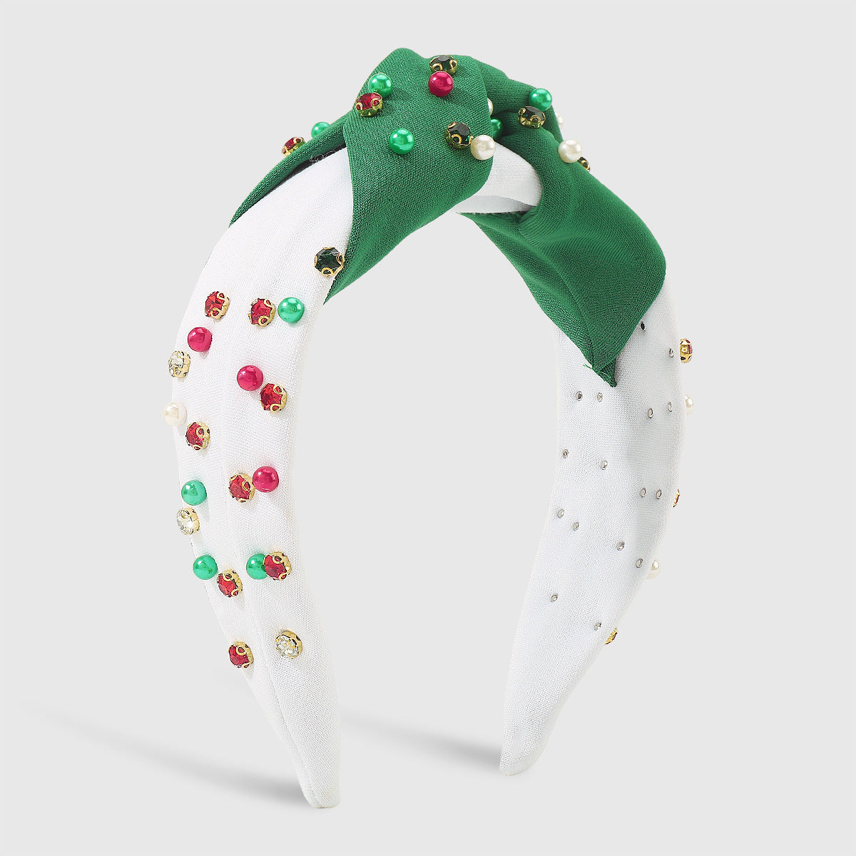 Christmas Wide-brimmed Diamond Beaded Contrast Color Knotted Light Luxury Festival Headband