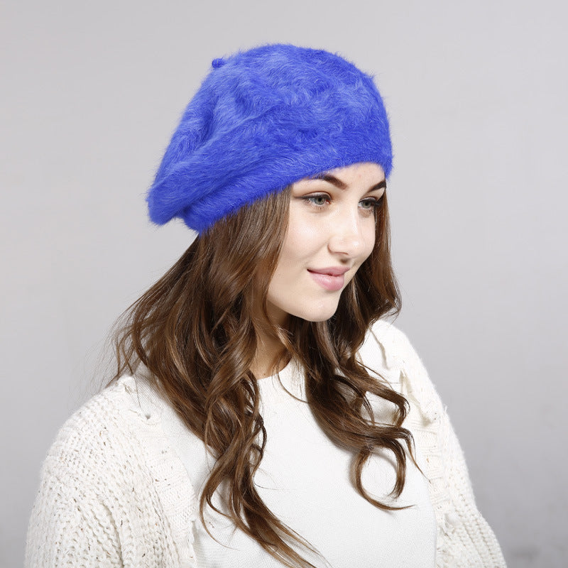 Women's Solid Color Wool Bud Sweater Painter Hat
