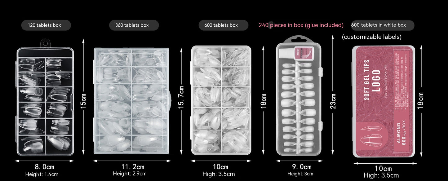 High Quality Transparent Seamless Square Long Ballet Frosted Fake Nails