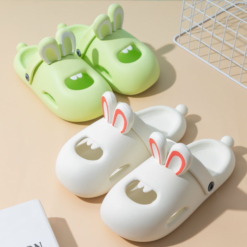 Summer New Women's Buck Teeth Rabbit Hole Shoes Poop Feeling Outdoor Household Soft Bottom Slippers Non-slip