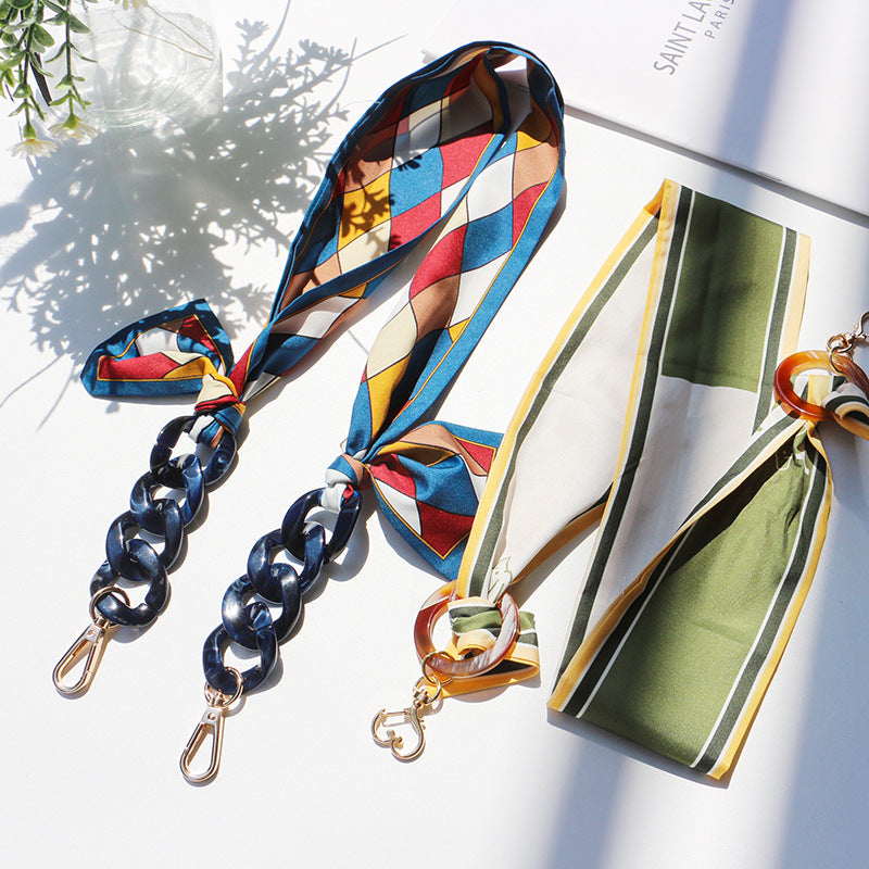 Retro Print Silk Scarf Glasses Chain Hat Windproof Hanging Chain