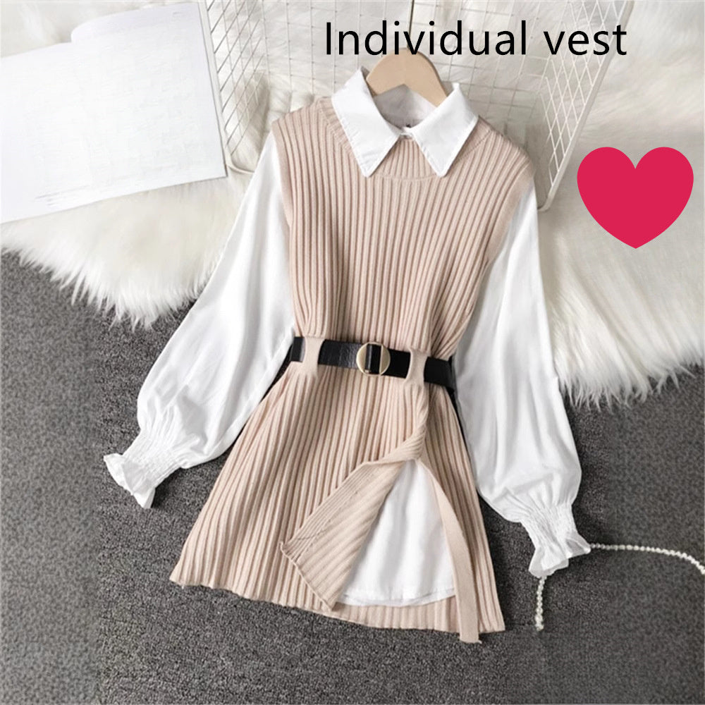 Shirt Knitted Two-piece Vest Set Fan High Quality Casual Fashion