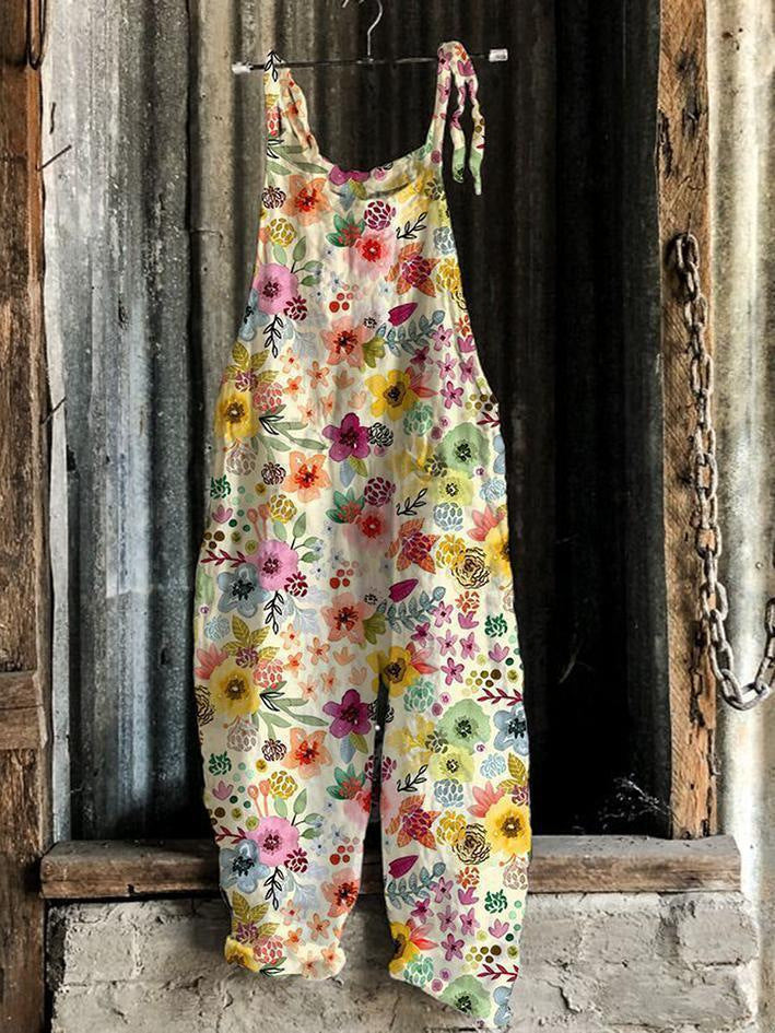 Printed Retro Wide-leg Women's Jumpsuit