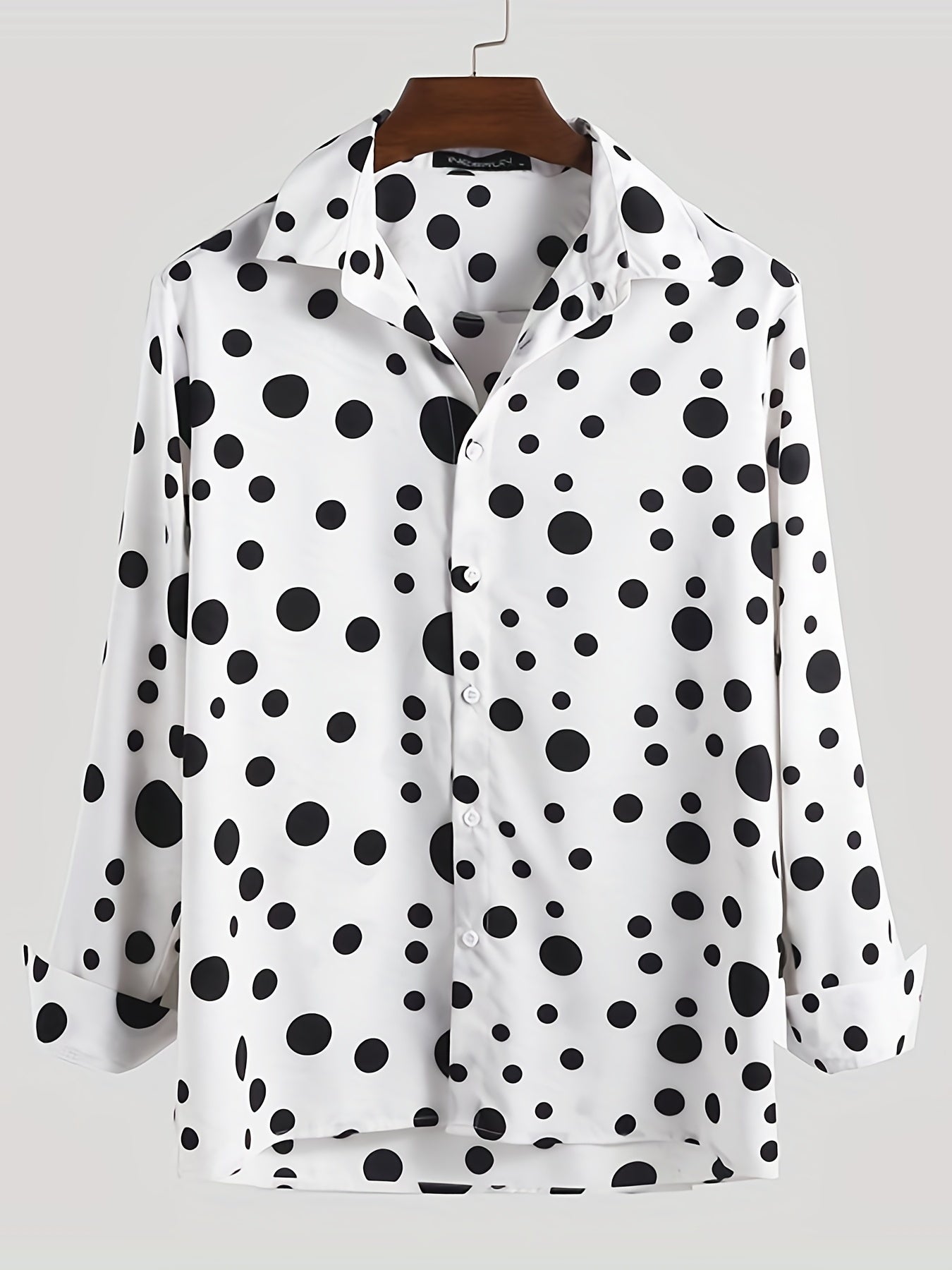 Casual And Versatile Long-sleeved Shirt With Polka Dot Prints For Teenagers And Men