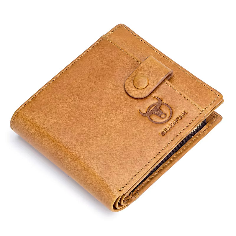 Genuine Leather Men'S Wallet Coin Purse Small Wallet Retro Short Wallet British Casual Multifunction Wallet