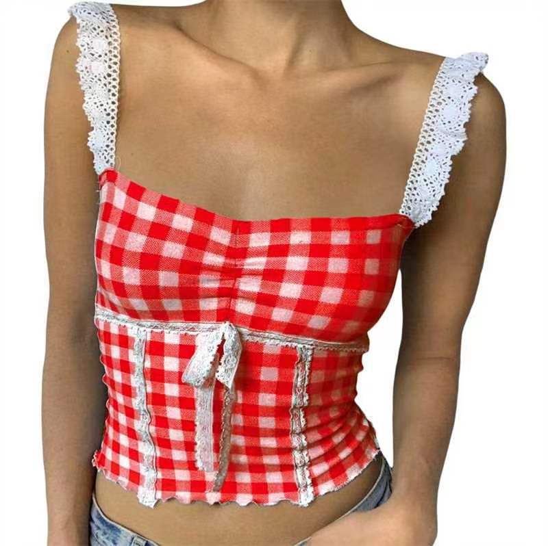 Stitching Lace Small Sling Age-reducing Slim Vest