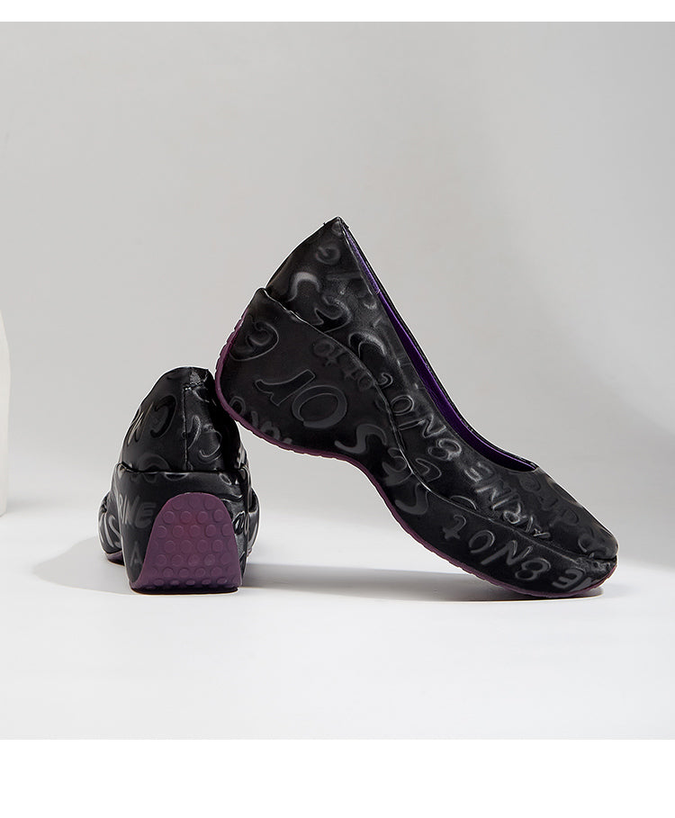 Women's All-match Shallow Mouth Sponge Cake Square Toe Platform Shoes