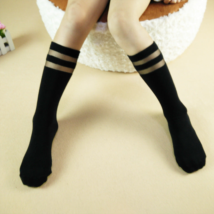 Medium High Socks Cartoon Cat Head Lace Mesh Stockings