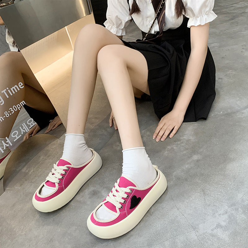 Canvas Slippers Women's New Baotou Sponge Cake Bottom Fashion