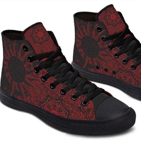 Men's And Women's Fashion Color Printing High-top Canvas Shoes