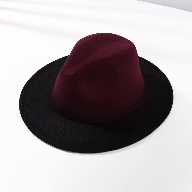 Moderigtig Fedora-hat med farvegradient og flad skygge i uldfilt